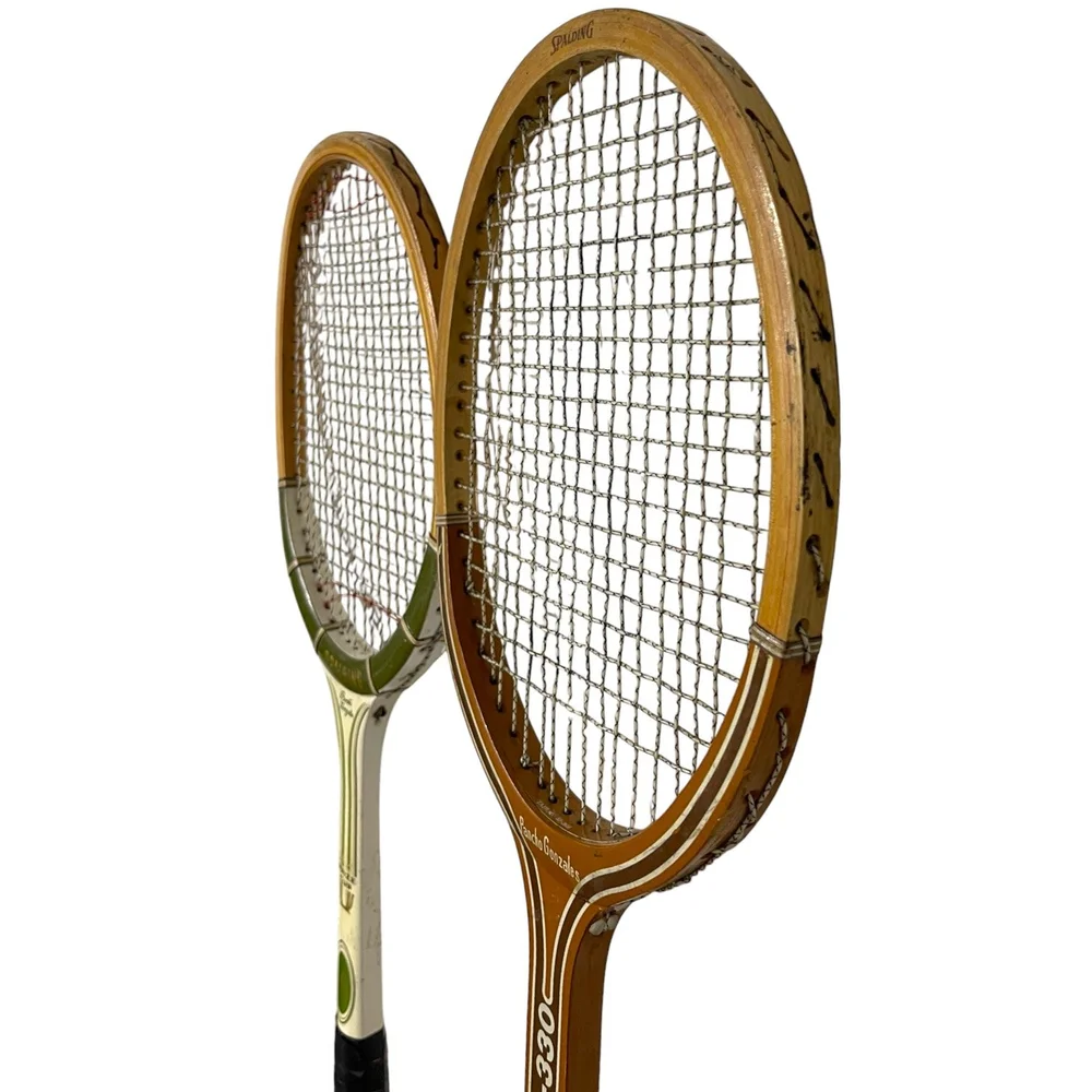 Vintage Spalding Pancho Gonzales Tennis Rackets - Retro 70s Wall